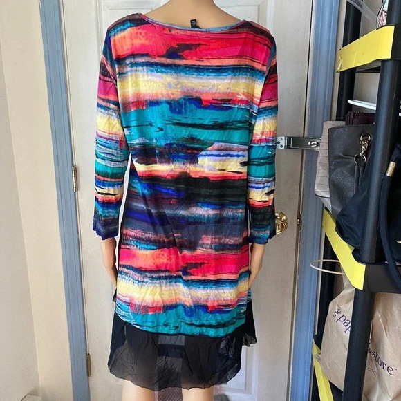 Cable & Gauge Artsy Art To Wear Summer Stretchy Comfortable Hi low Top Women XL - Picture 2 of 6